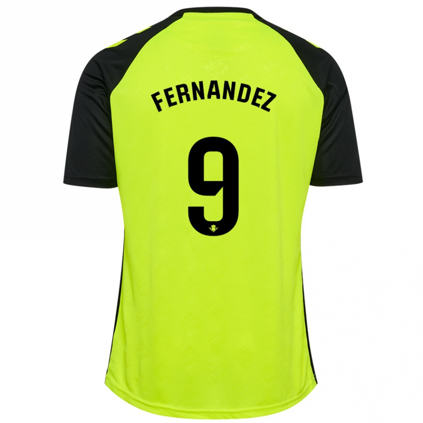 Enfant Football Maillot Marcos Fernández #9 Jaune Fluo Noir Tenues Extérieur 2024/25