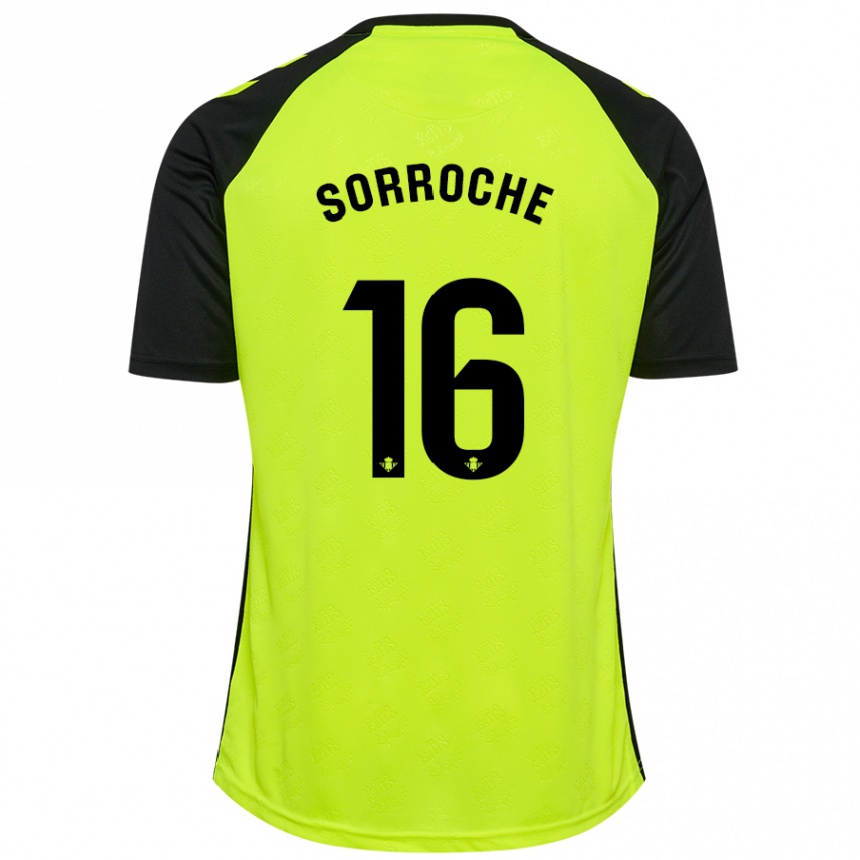 Enfant Football Maillot Ginés Sorroche #16 Jaune Fluo Noir Tenues Extérieur 2024/25