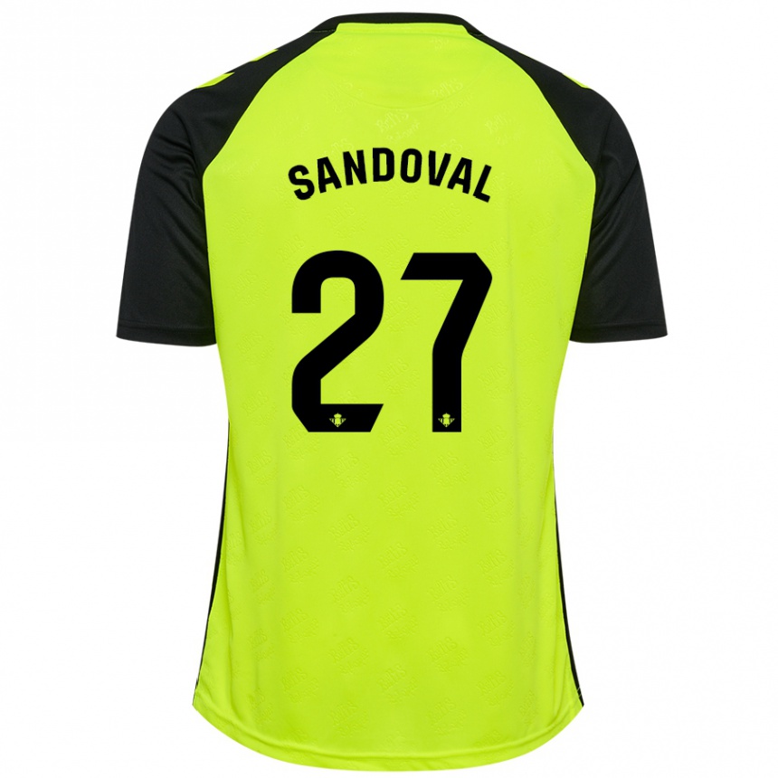 Enfant Football Maillot Keimer Sandoval #27 Jaune Fluo Noir Tenues Extérieur 2024/25