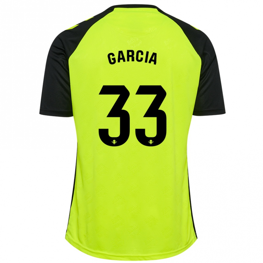 Enfant Football Maillot Pablo García #33 Jaune Fluo Noir Tenues Extérieur 2024/25