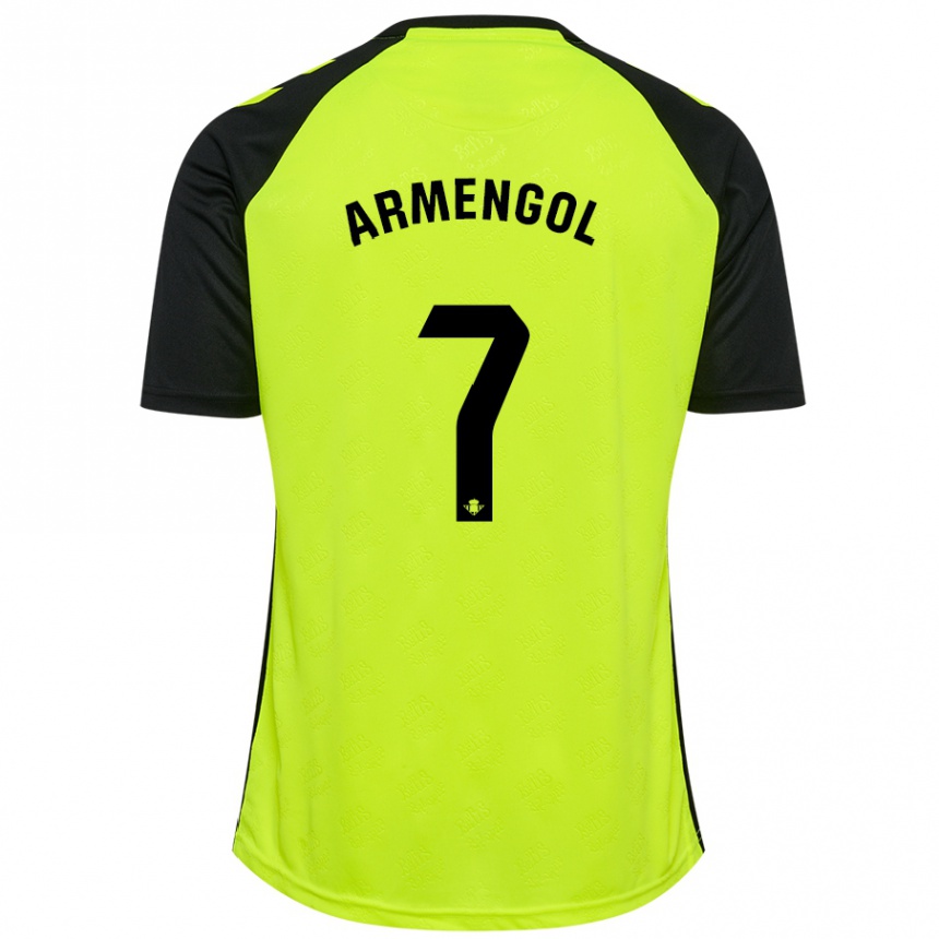 Enfant Football Maillot Carla Armengol Joaniquet #7 Jaune Fluo Noir Tenues Extérieur 2024/25