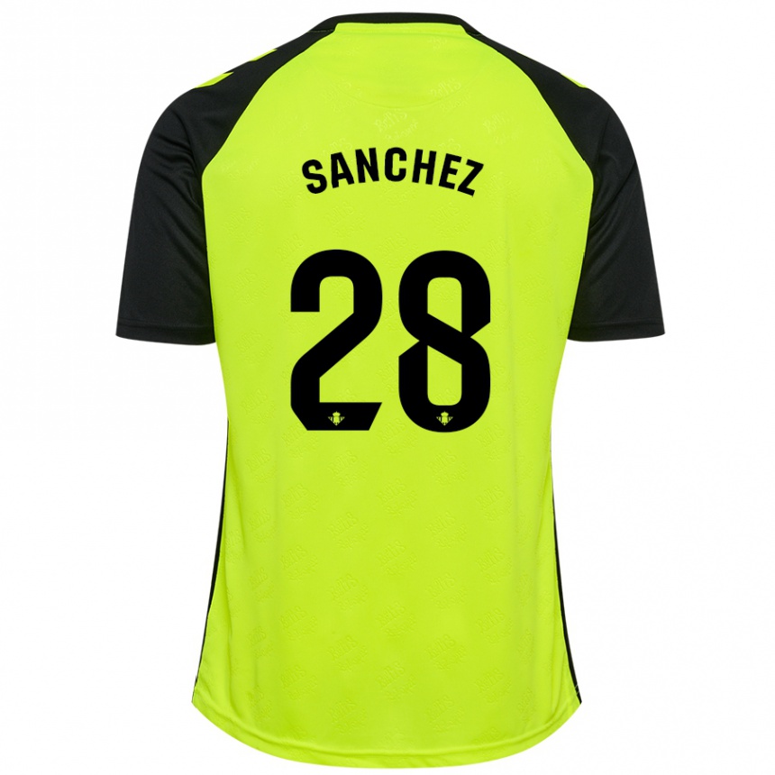 Enfant Football Maillot Marina Sánchez #28 Jaune Fluo Noir Tenues Extérieur 2024/25