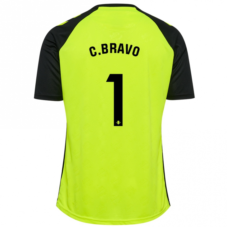 Enfant Football Maillot Claudio Bravo #1 Jaune Fluo Noir Tenues Extérieur 2024/25