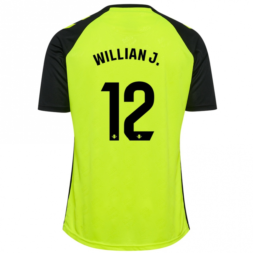 Enfant Football Maillot Willian José #12 Jaune Fluo Noir Tenues Extérieur 2024/25