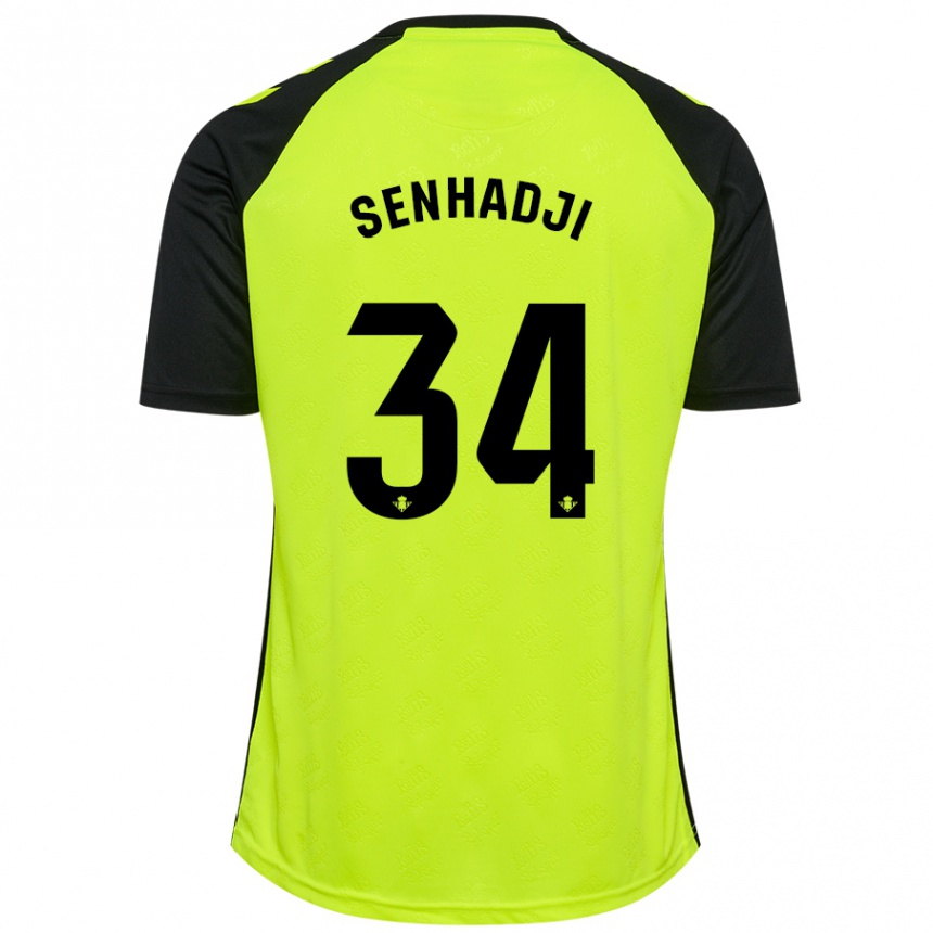 Enfant Football Maillot Yanis Senhadji #34 Jaune Fluo Noir Tenues Extérieur 2024/25