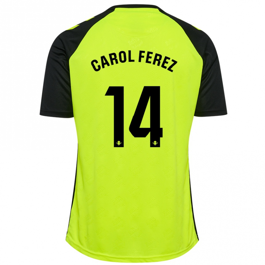 Enfant Football Maillot Carolina Férez Méndez #14 Jaune Fluo Noir Tenues Extérieur 2024/25