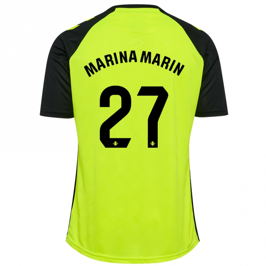 Enfant Football Maillot Marina Marín #27 Jaune Fluo Noir Tenues Extérieur 2024/25