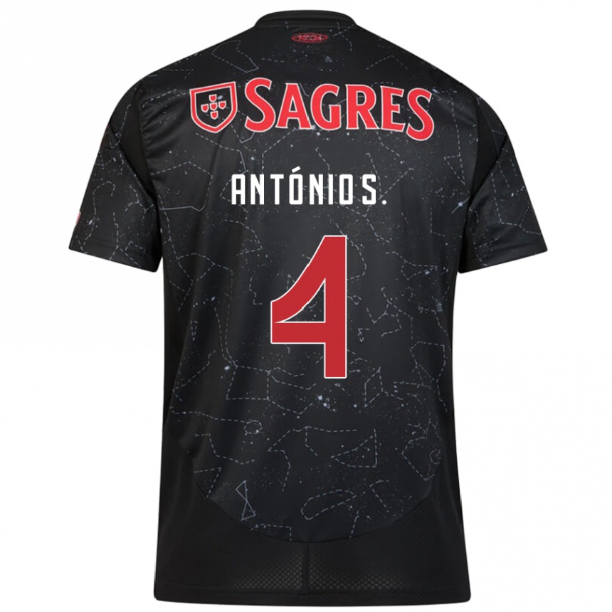 Enfant Football Maillot António Silva #4 Noir Rouge Tenues Extérieur 2024/25