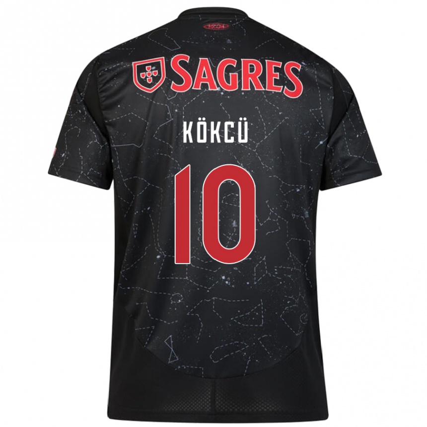 Enfant Football Maillot Orkun Kökcü #10 Noir Rouge Tenues Extérieur 2024/25