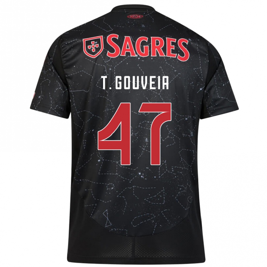 Enfant Football Maillot Tiago Gouveia #47 Noir Rouge Tenues Extérieur 2024/25