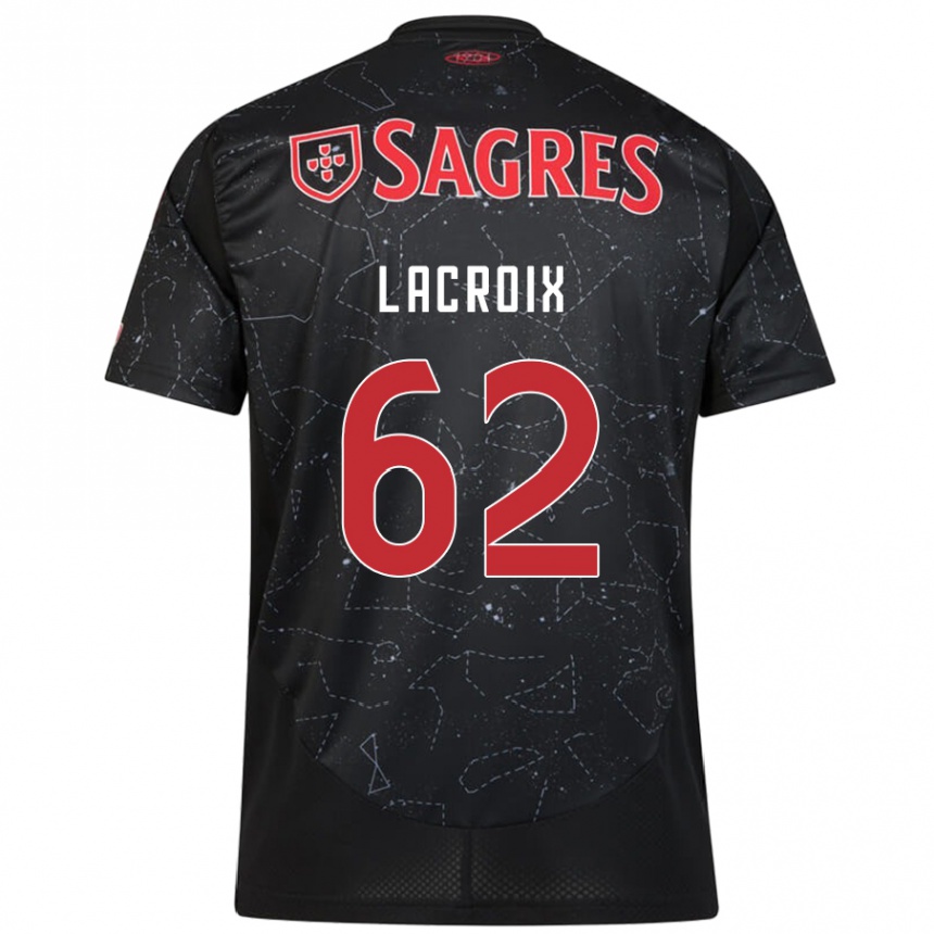 Enfant Football Maillot Lenny Lacroix #62 Noir Rouge Tenues Extérieur 2024/25