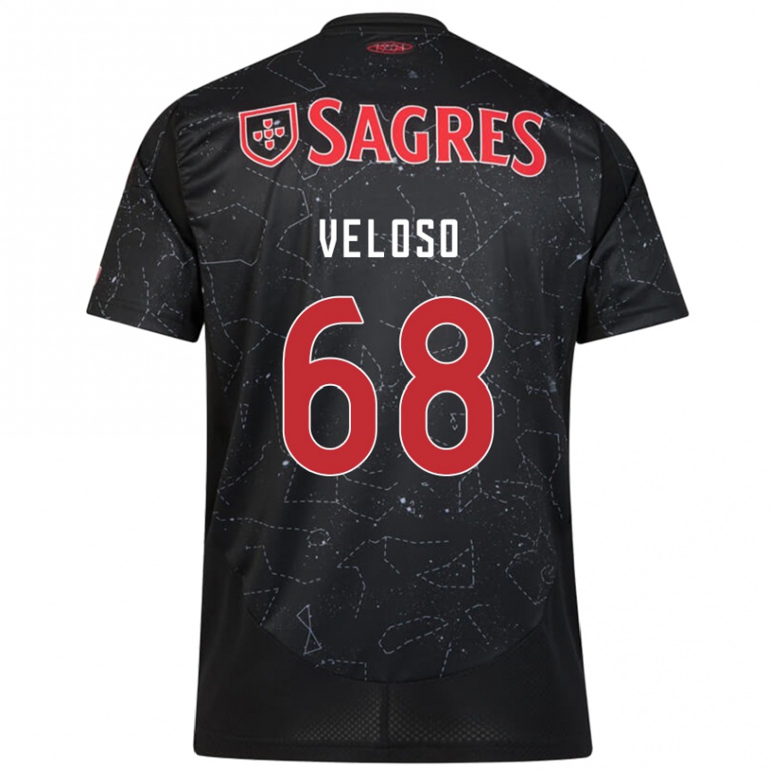 Enfant Football Maillot João Veloso #68 Noir Rouge Tenues Extérieur 2024/25