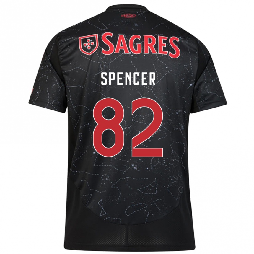 Enfant Football Maillot Diogo Spencer #82 Noir Rouge Tenues Extérieur 2024/25