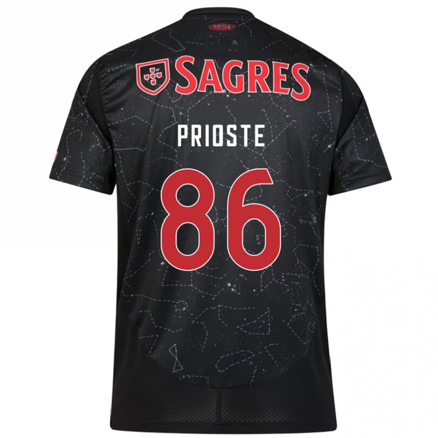 Enfant Football Maillot Diogo Prioste #86 Noir Rouge Tenues Extérieur 2024/25