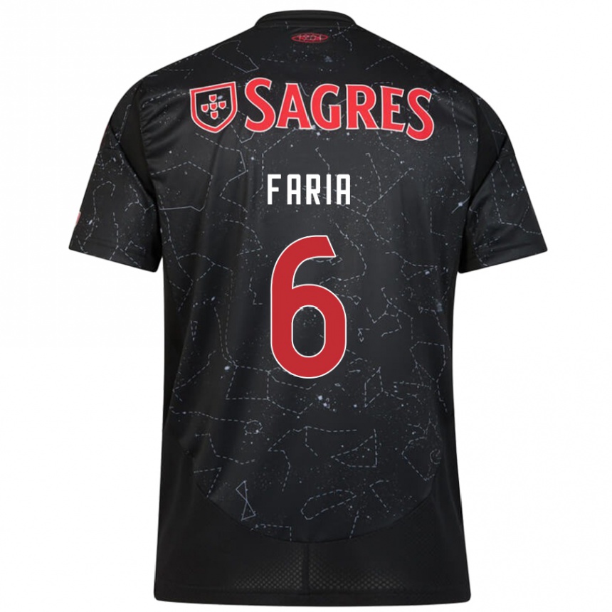 Enfant Football Maillot Andreia Faria #6 Noir Rouge Tenues Extérieur 2024/25