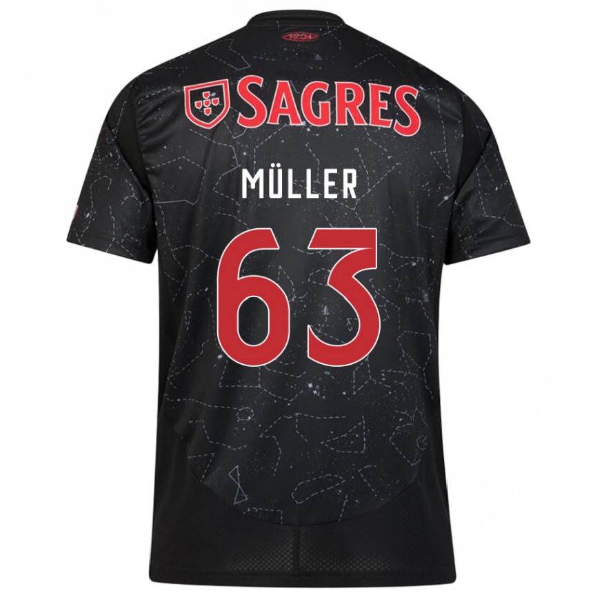 Enfant Football Maillot José Müller #63 Noir Rouge Tenues Extérieur 2024/25