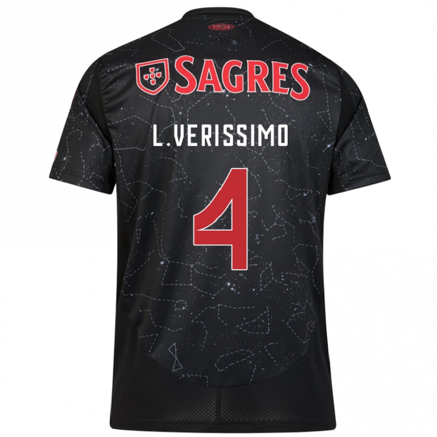 Enfant Football Maillot Lucas Verissimo #4 Noir Rouge Tenues Extérieur 2024/25