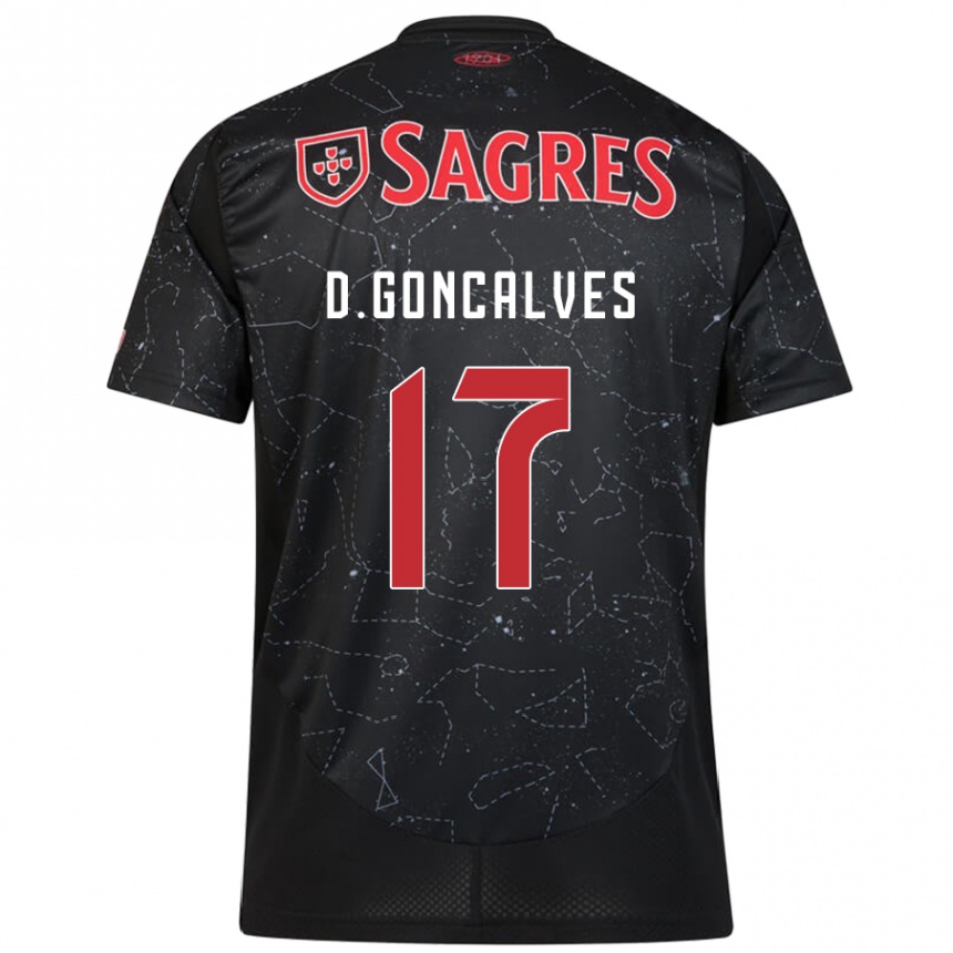 Enfant Football Maillot Diogo Goncalves #17 Noir Rouge Tenues Extérieur 2024/25