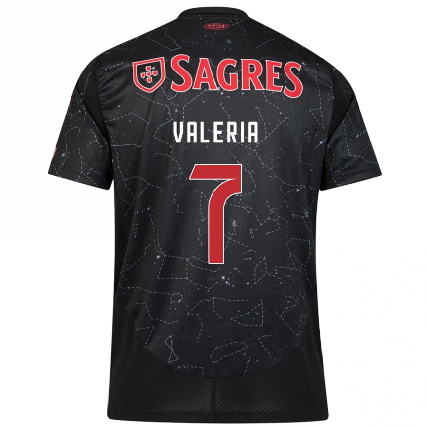 Enfant Football Maillot Valeria #7 Noir Rouge Tenues Extérieur 2024/25