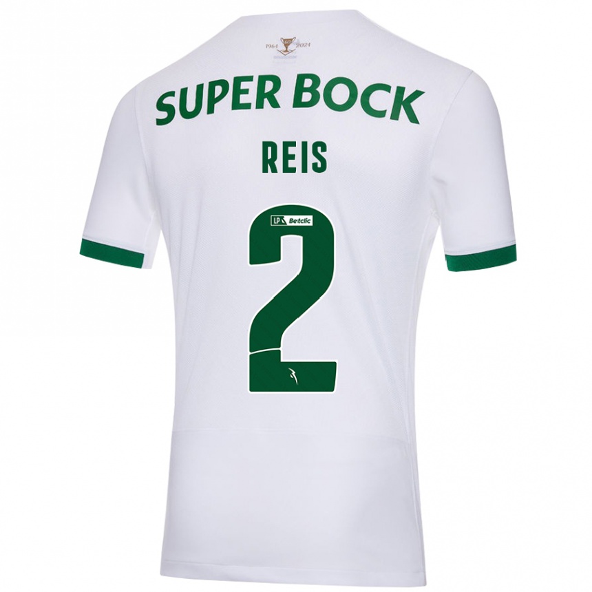 Enfant Football Maillot Matheus Reis #2 Blanc Vert Tenues Extérieur 2024/25