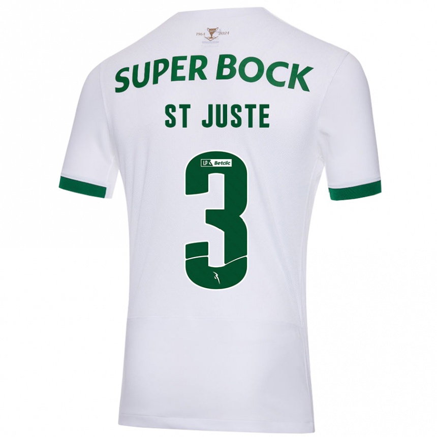 Enfant Football Maillot Jerry St. Juste #3 Blanc Vert Tenues Extérieur 2024/25