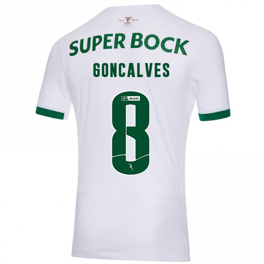 Enfant Football Maillot Pedro Gonçalves #8 Blanc Vert Tenues Extérieur 2024/25