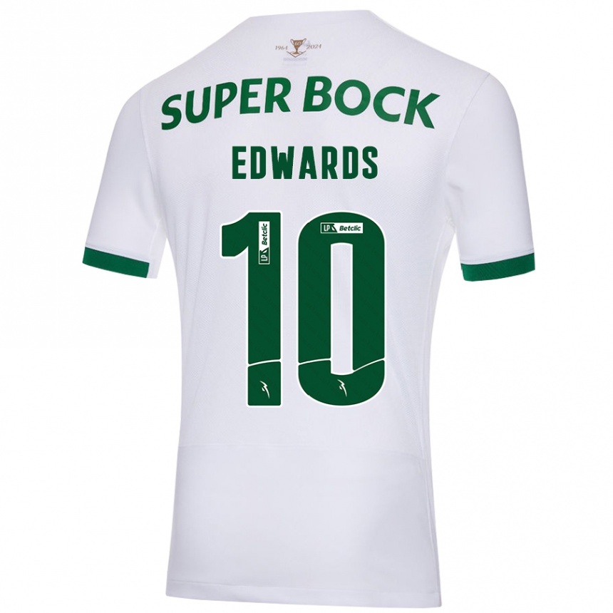 Enfant Football Maillot Marcus Edwards #10 Blanc Vert Tenues Extérieur 2024/25