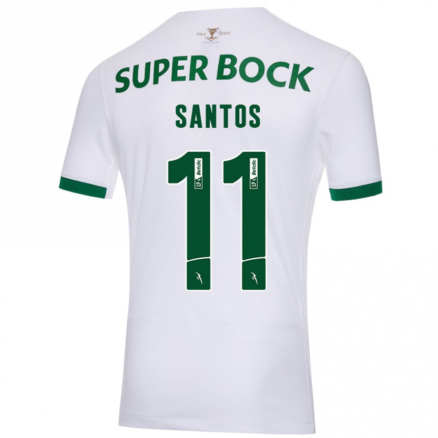 Enfant Football Maillot Nuno Santos #11 Blanc Vert Tenues Extérieur 2024/25