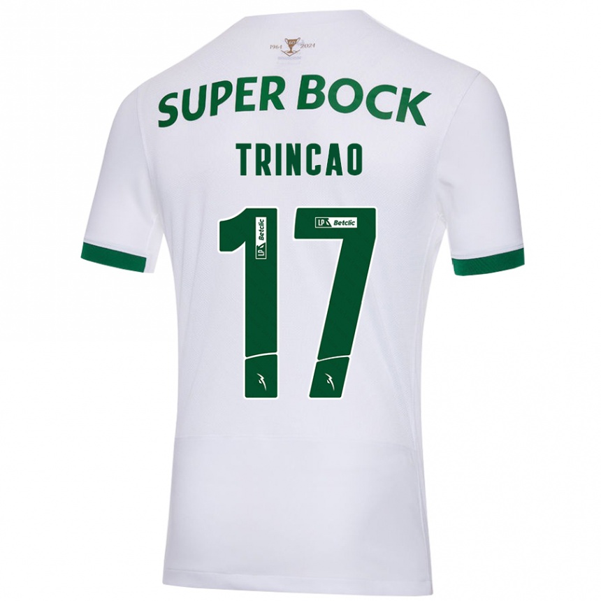 Enfant Football Maillot Trincão #17 Blanc Vert Tenues Extérieur 2024/25