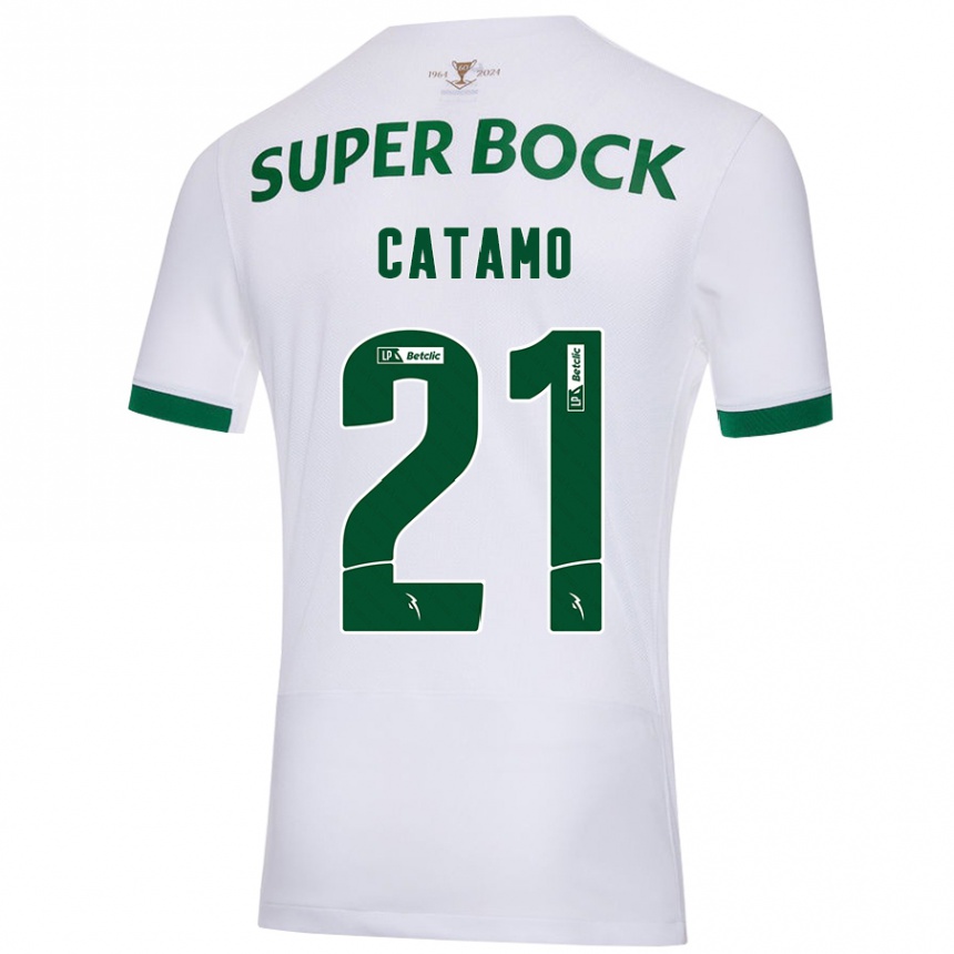 Enfant Football Maillot Geny Catamo #21 Blanc Vert Tenues Extérieur 2024/25