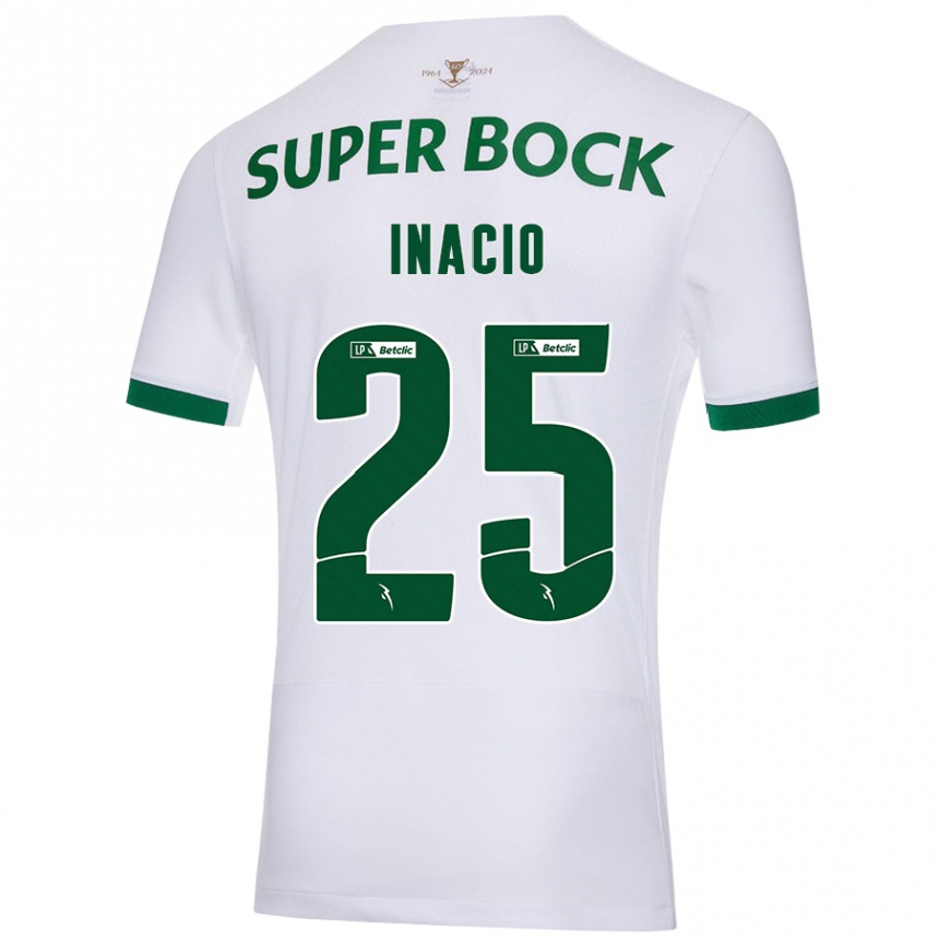 Enfant Football Maillot Gonçalo Inácio #25 Blanc Vert Tenues Extérieur 2024/25