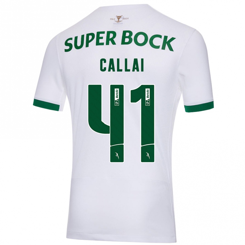 Enfant Football Maillot Diego Callai #41 Blanc Vert Tenues Extérieur 2024/25