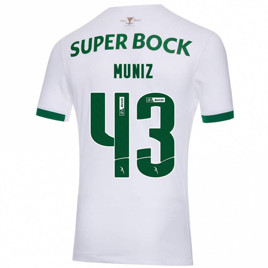 Enfant Football Maillot João Muniz #43 Blanc Vert Tenues Extérieur 2024/25