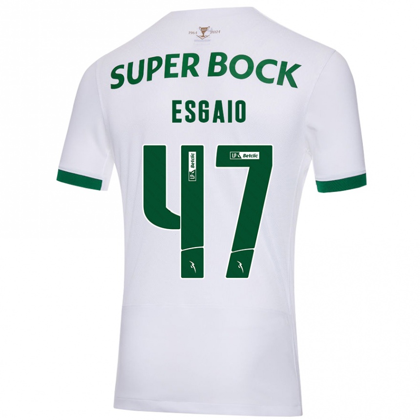 Enfant Football Maillot Ricardo Esgaio #47 Blanc Vert Tenues Extérieur 2024/25