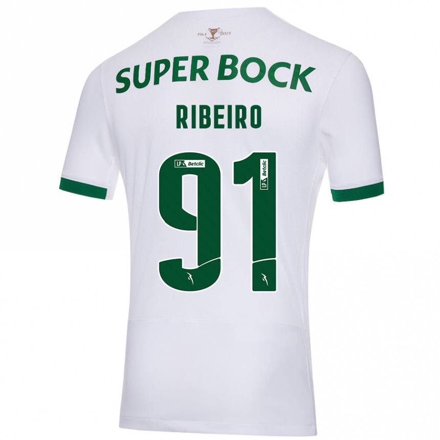 Enfant Football Maillot Rodrigo Ribeiro #91 Blanc Vert Tenues Extérieur 2024/25