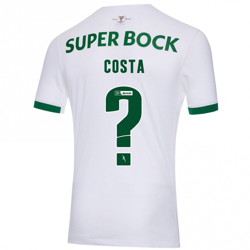 Enfant Football Maillot Daniel Costa #0 Blanc Vert Tenues Extérieur 2024/25