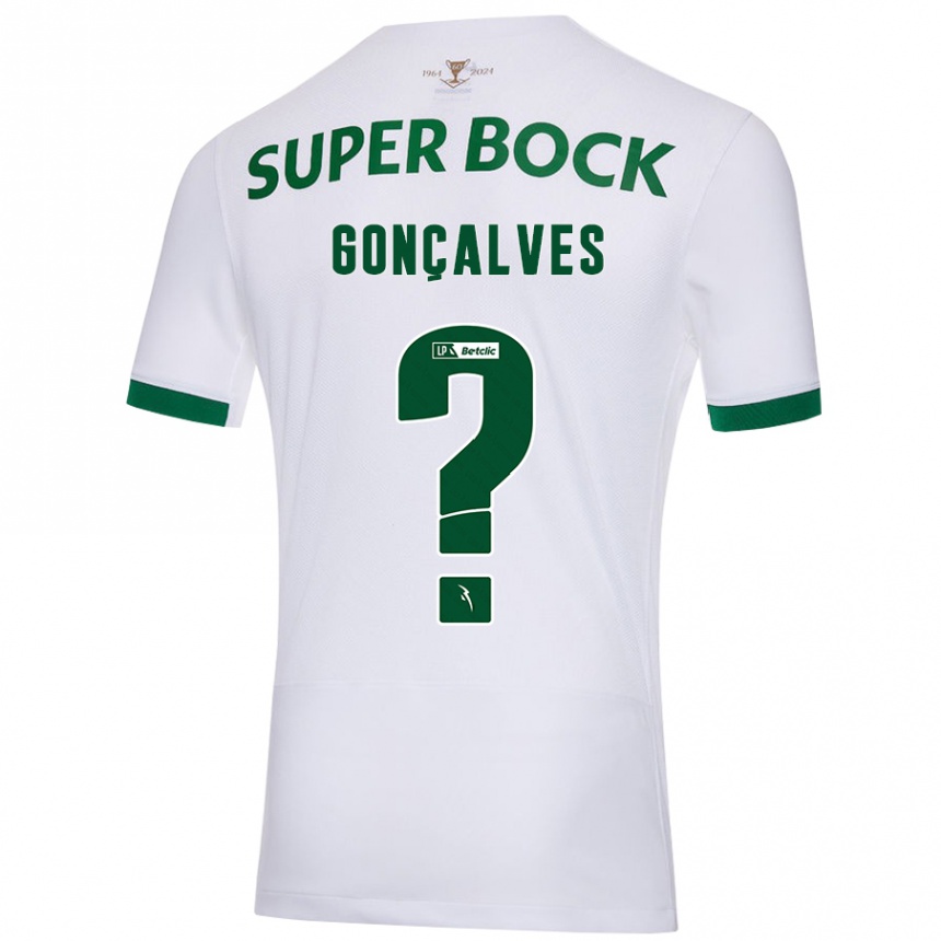 Enfant Football Maillot Flávio Gonçalves #0 Blanc Vert Tenues Extérieur 2024/25