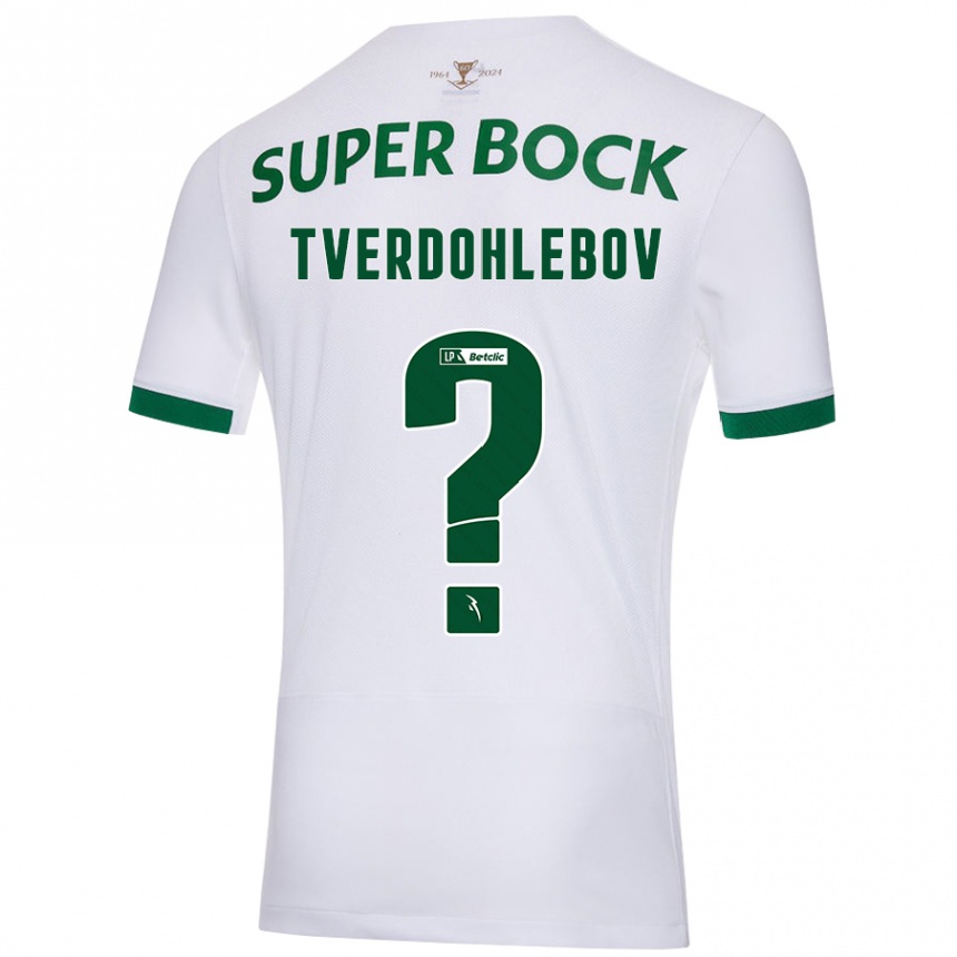 Enfant Football Maillot Alex Tverdohlebov #0 Blanc Vert Tenues Extérieur 2024/25