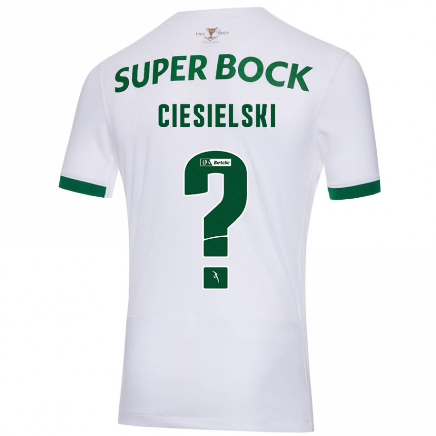 Enfant Football Maillot Daniel Ciesielski #0 Blanc Vert Tenues Extérieur 2024/25