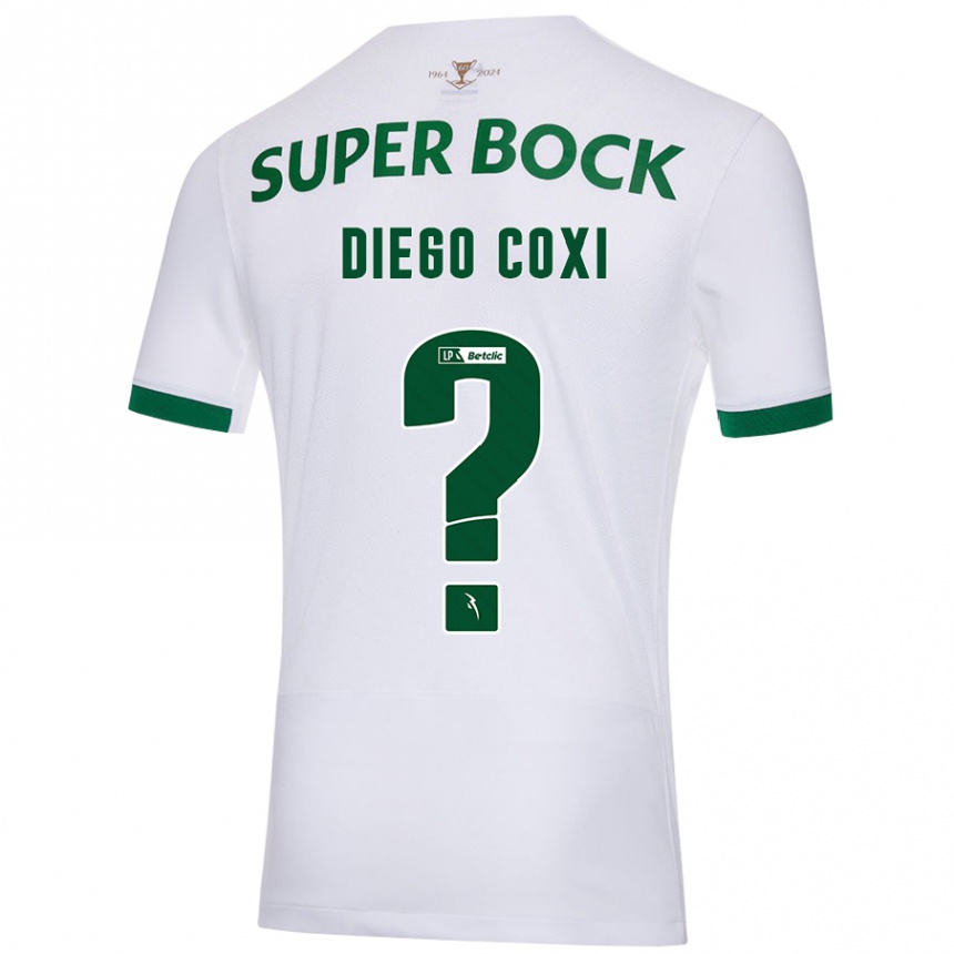 Enfant Football Maillot Diego Coxi #0 Blanc Vert Tenues Extérieur 2024/25