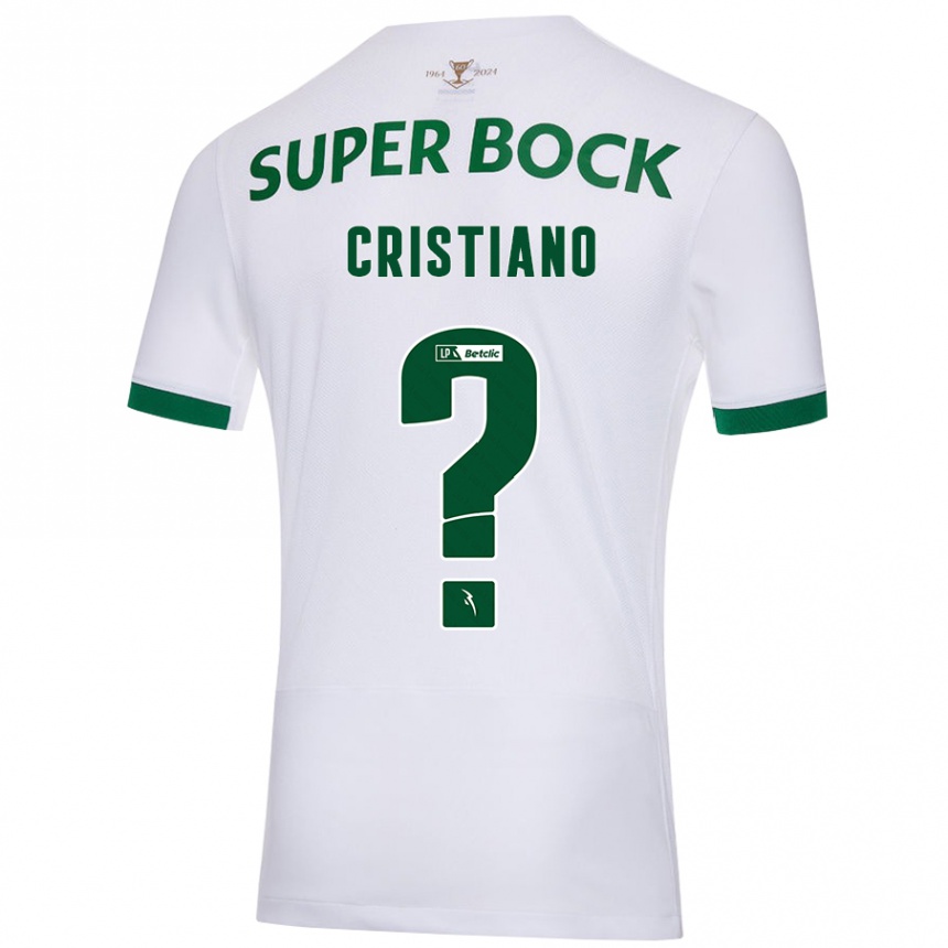 Enfant Football Maillot José Cristiano #0 Blanc Vert Tenues Extérieur 2024/25