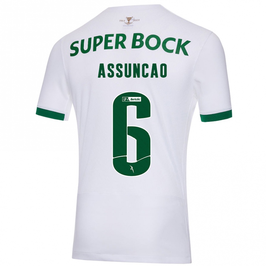 Enfant Football Maillot João Assunção #6 Blanc Vert Tenues Extérieur 2024/25