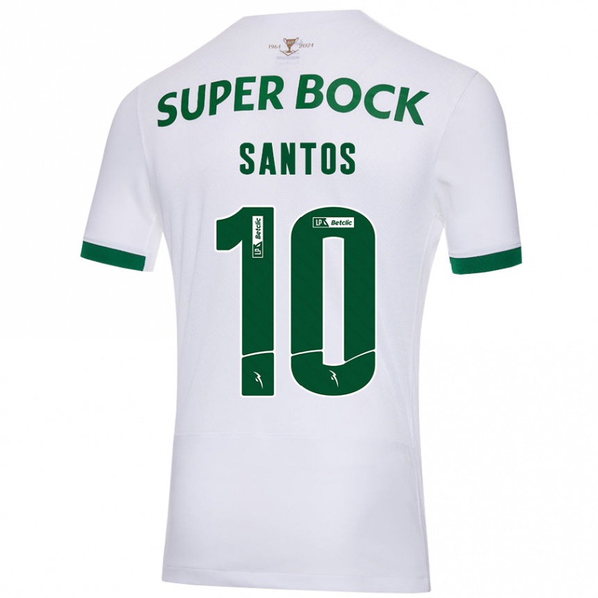 Enfant Football Maillot Guilherme Santos #10 Blanc Vert Tenues Extérieur 2024/25