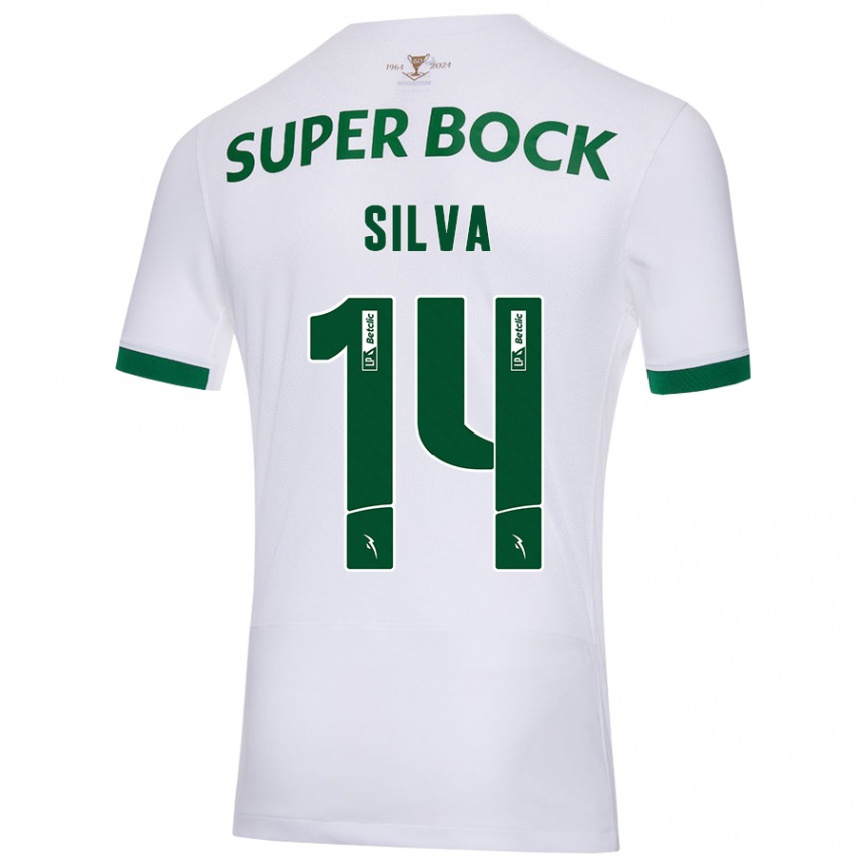 Enfant Football Maillot Guilherme Silva #14 Blanc Vert Tenues Extérieur 2024/25