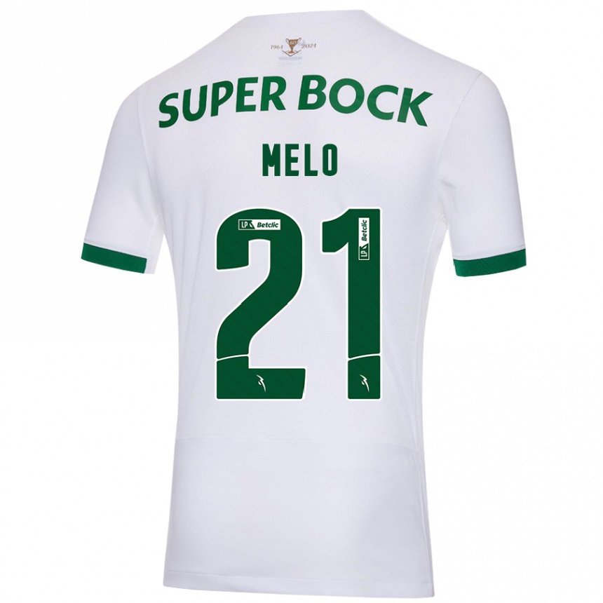 Enfant Football Maillot Gabriel Melo #21 Blanc Vert Tenues Extérieur 2024/25