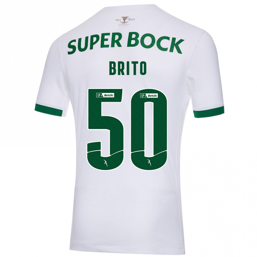 Enfant Football Maillot Alexandre Brito #50 Blanc Vert Tenues Extérieur 2024/25