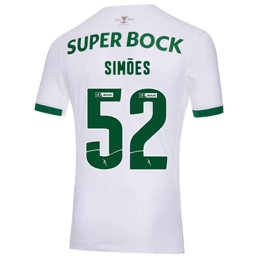 Enfant Football Maillot João Simões #52 Blanc Vert Tenues Extérieur 2024/25