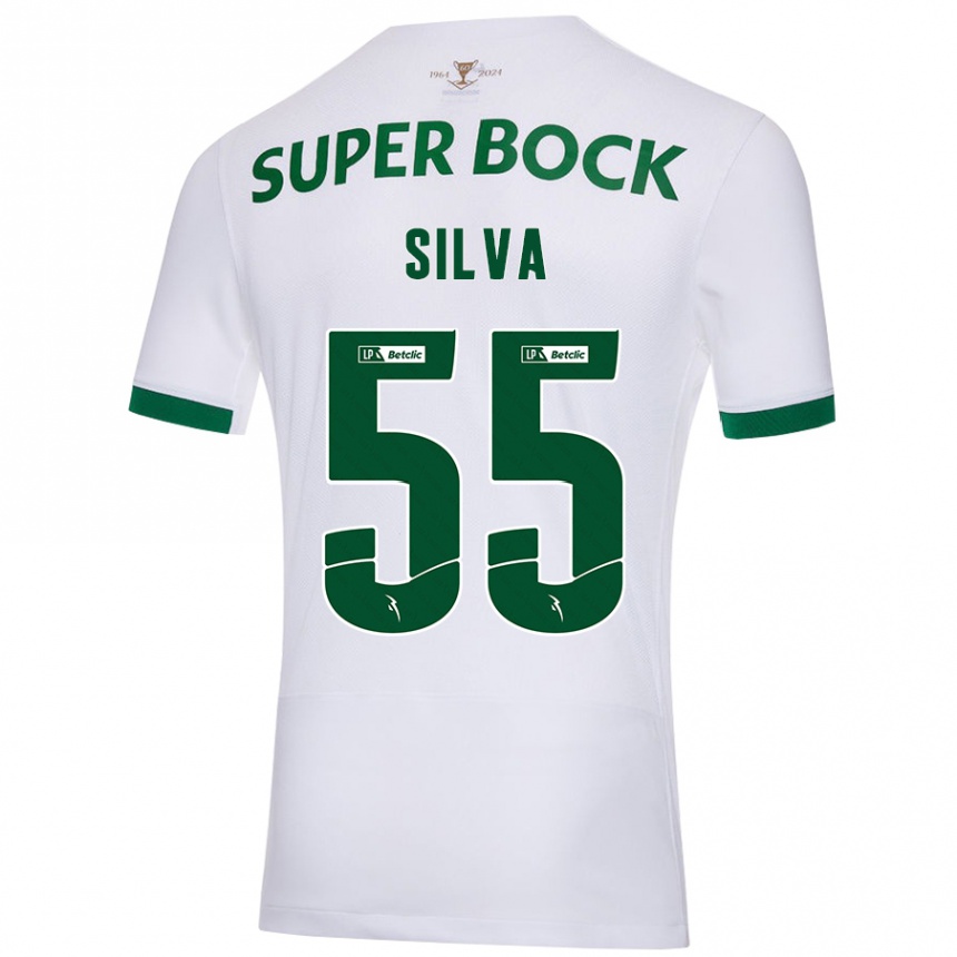 Enfant Football Maillot José Silva #55 Blanc Vert Tenues Extérieur 2024/25