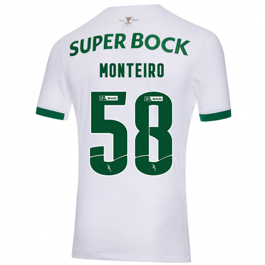 Enfant Football Maillot David Monteiro #58 Blanc Vert Tenues Extérieur 2024/25