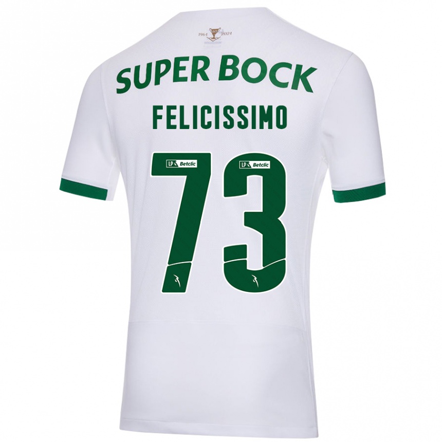 Enfant Football Maillot Eduardo Felicíssimo #73 Blanc Vert Tenues Extérieur 2024/25